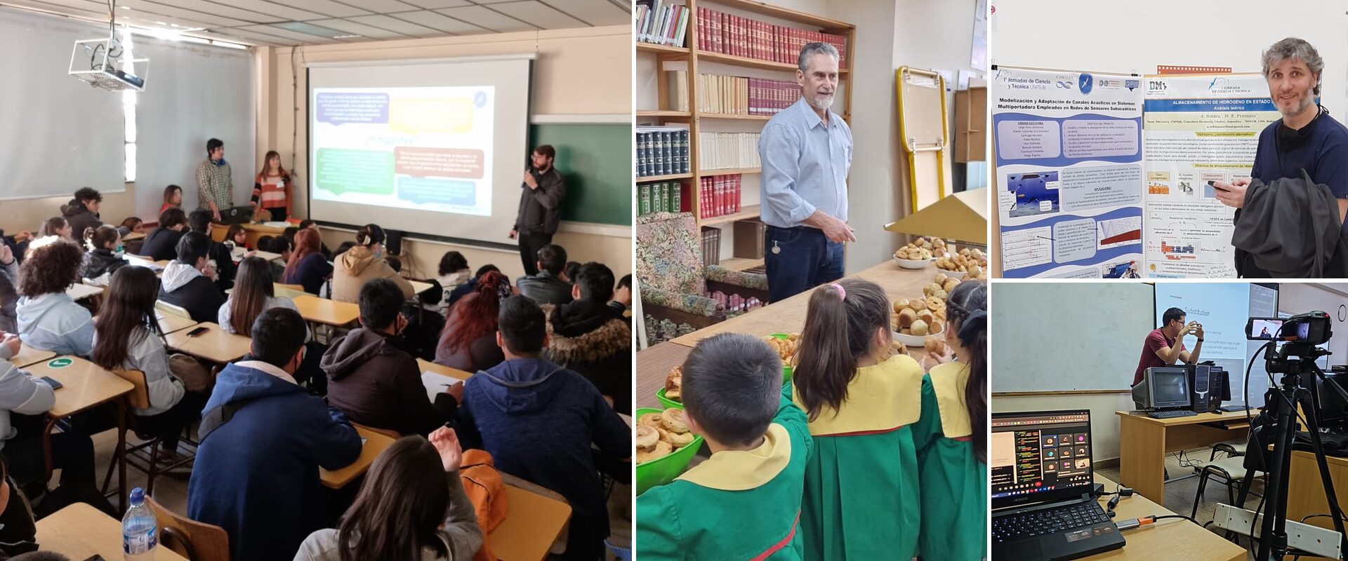 Actividades de divulgación del GIPIS: charlas en aulas, visitas de escuelas, transmisiones y pósters científicos